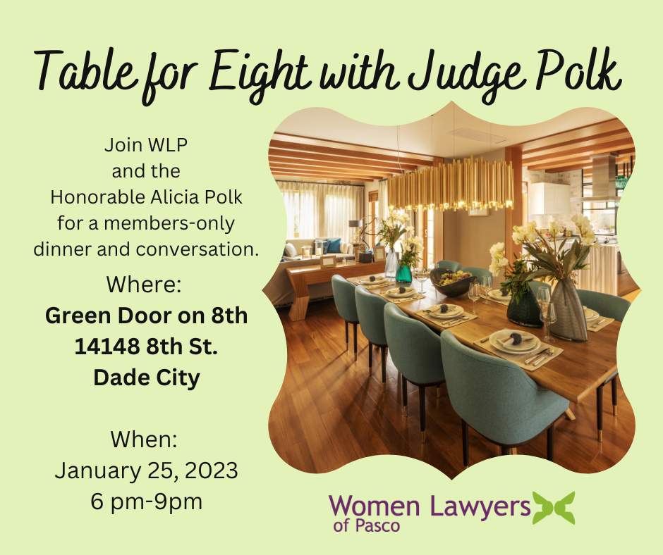 Table for Eight with Judge Polk Janaury 25, 2023 6-9 pm